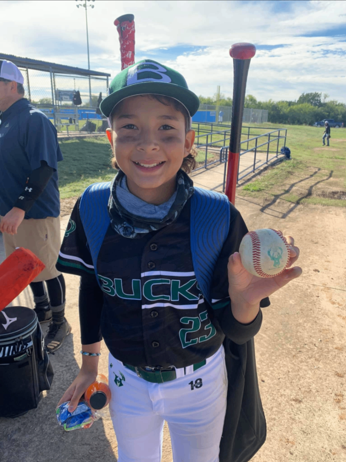 Boerne Bucks player holding a baseball